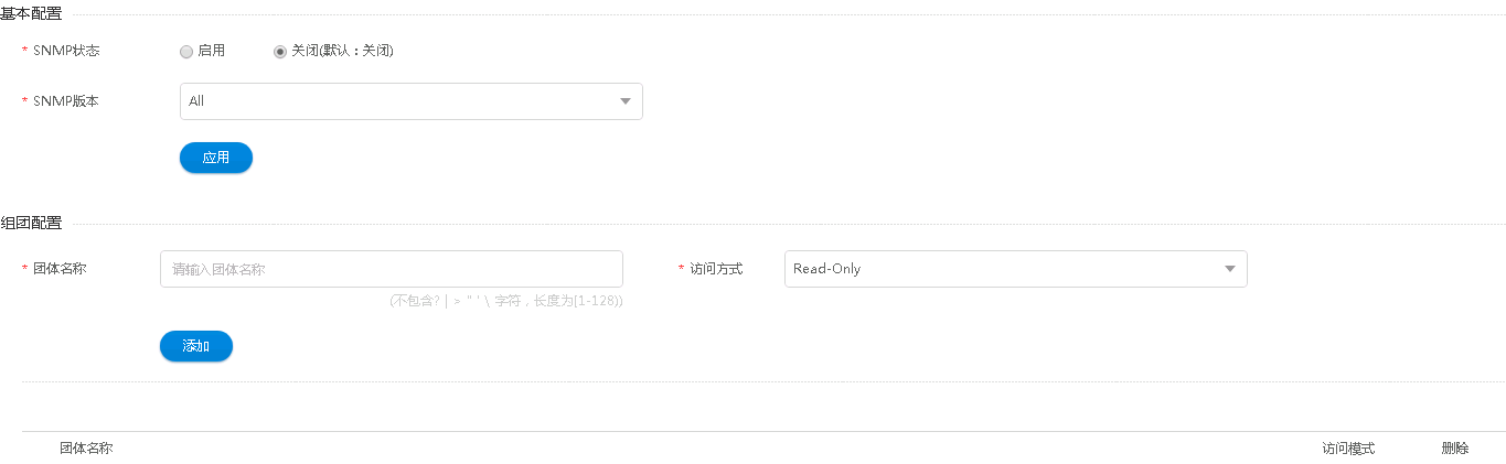“SNMP配置”主界面