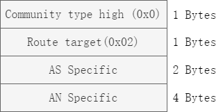 Community Transitive Two-Octet AS Route target 报文格式